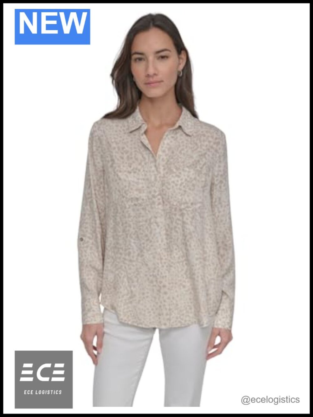 Splitback Long Sleeve Button Down Cuffed Sleeve Shirt